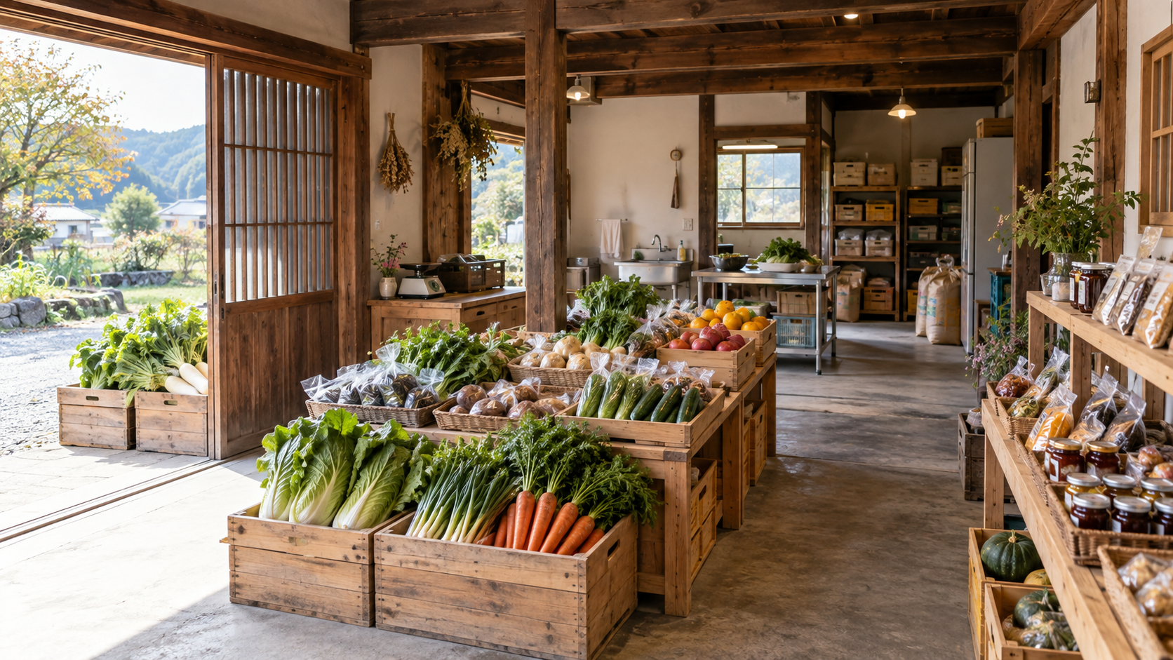 納屋を改修した農産物直売所のイメージ