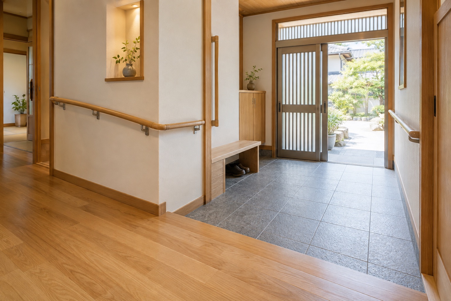 住まいになじむ手すりを取り入れたバリアフリー改修イメージ