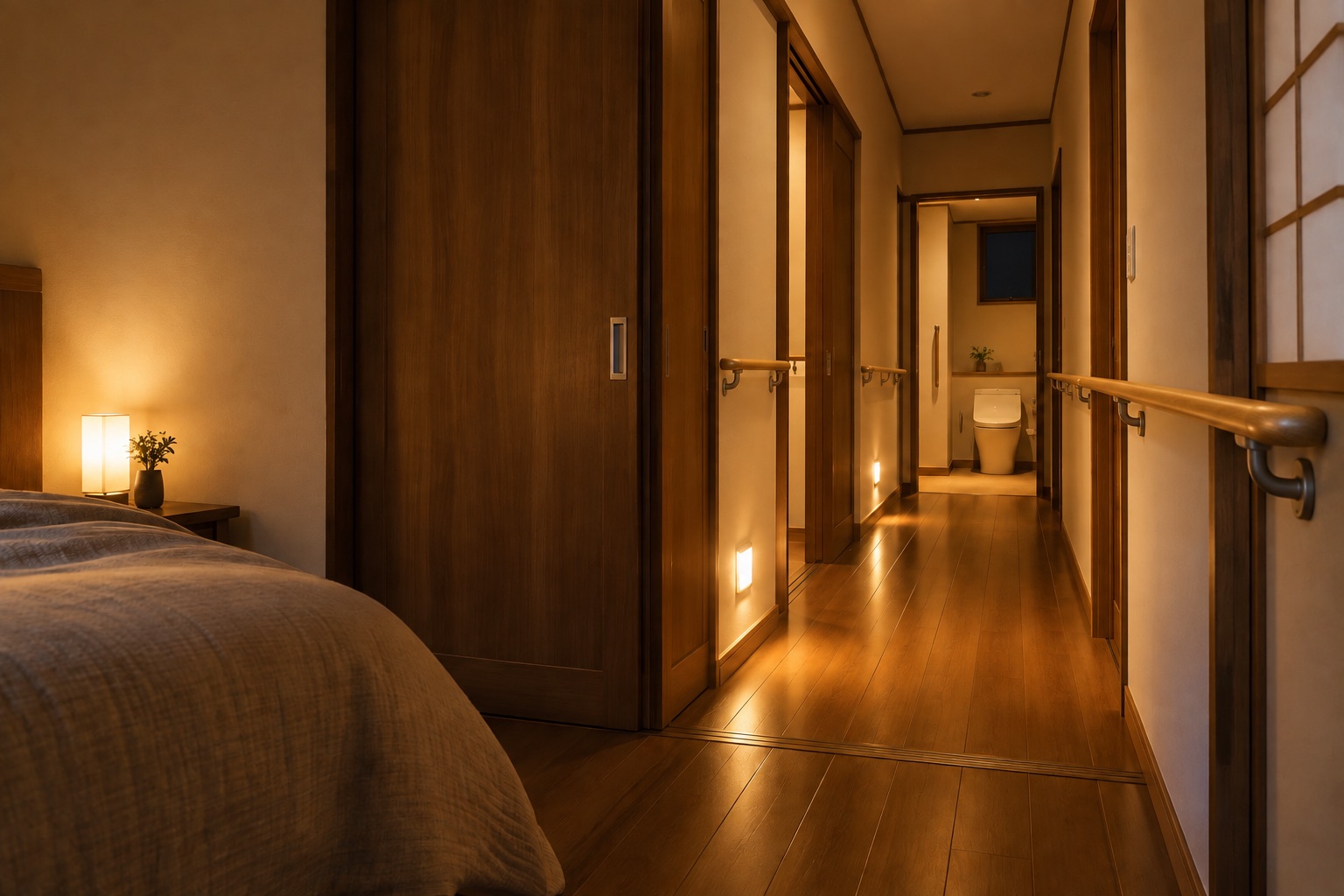 寝室からトイレまで、夜の移動をつなぐ。のイメージ