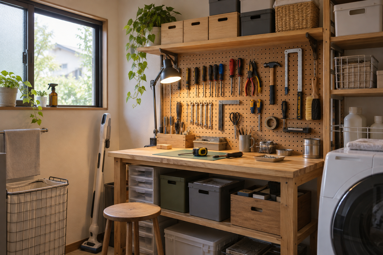 小さな作業場所も、道具の戻しやすさから。のイメージ